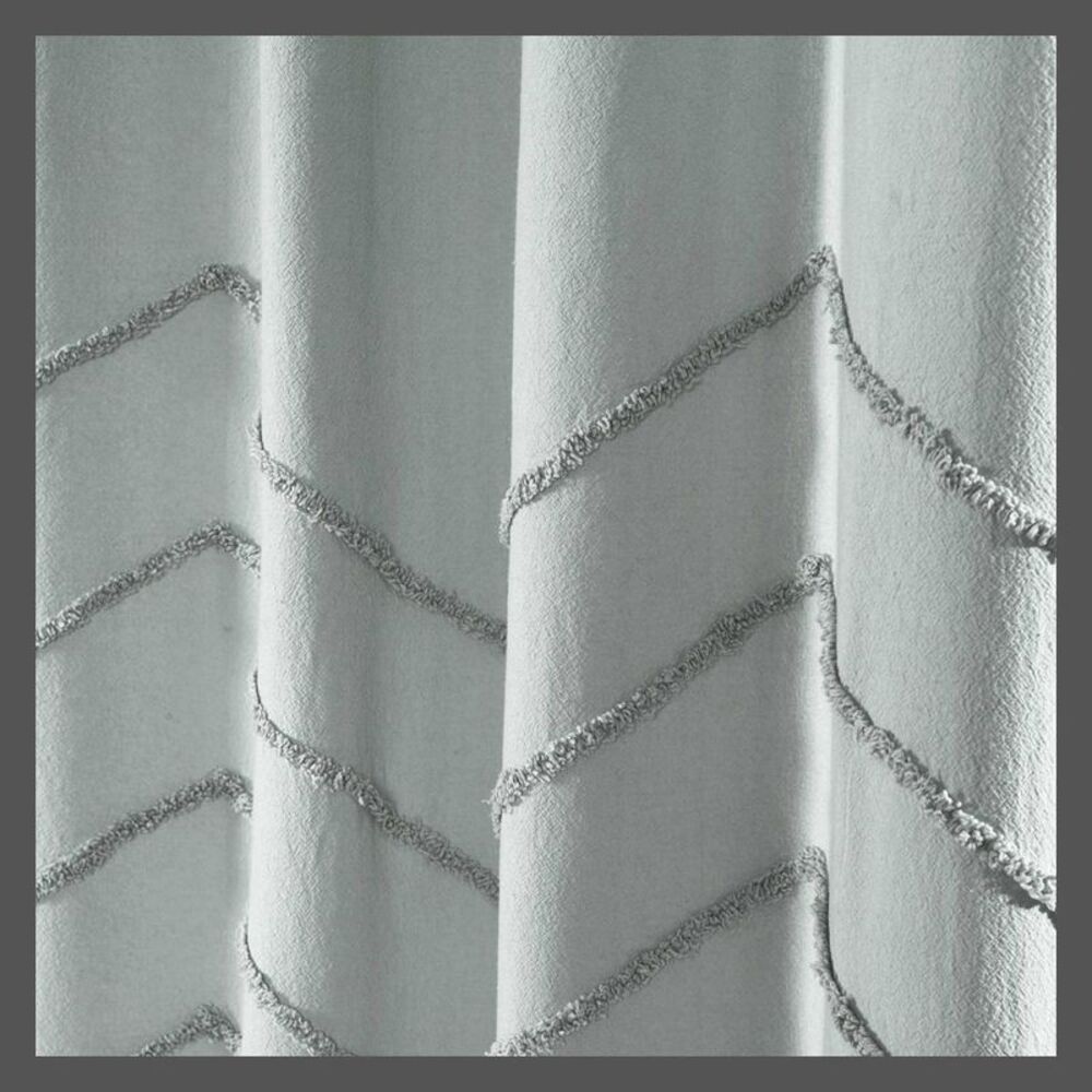 Lush Decor - Set of 2 84"x40" Chenille Chevron Rod Pocket Light Blue - Picture 4 of 4